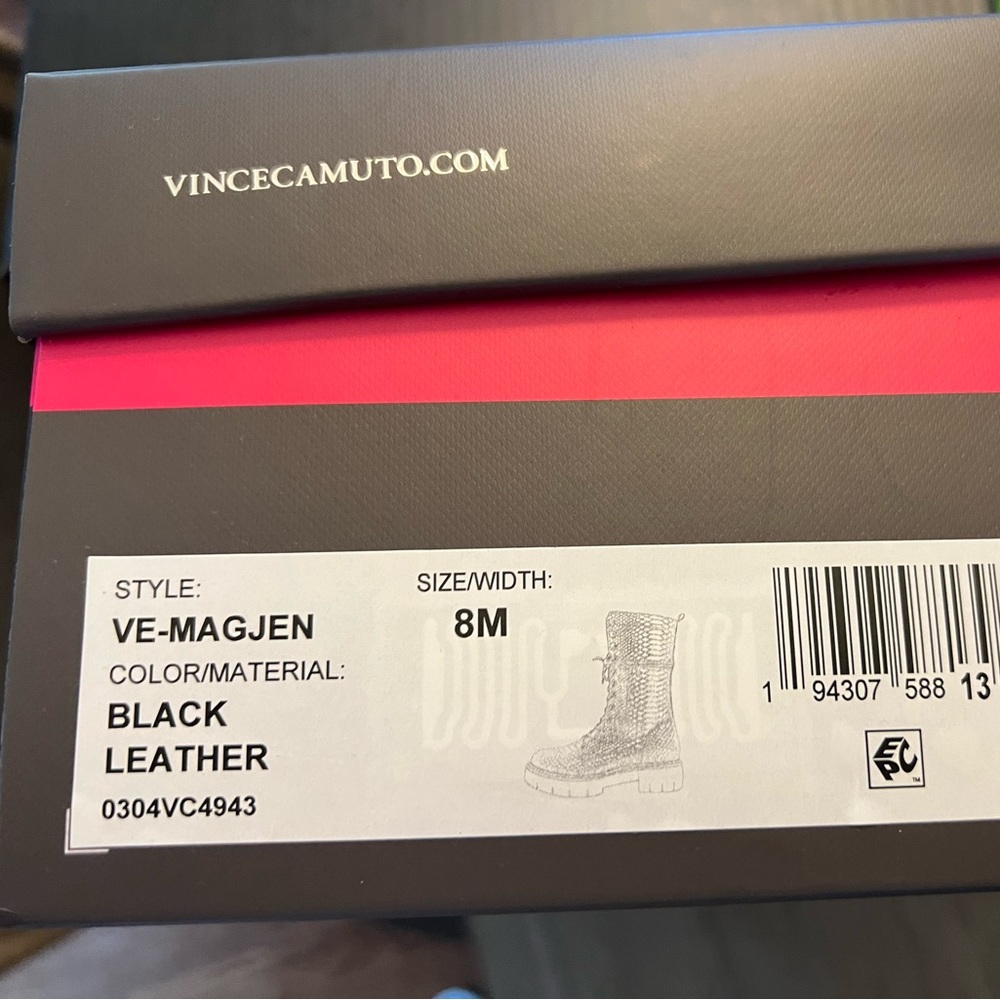 Magjen Leather Combat Boot In Black Leather